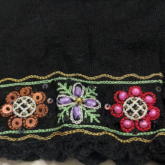 Berek Vintage Knit Floral Beaded Bolero Cardigan Cropped Women’s Large Black - Picture 16 of 16
